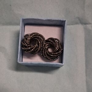 Nine West Black And SILVER Twisted Earrings